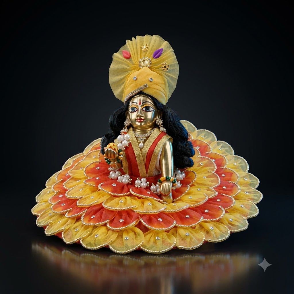 🌸 Premium Laddu Gopal Ji Shringar Set – Designer Dress, Mukut & Mala Combo | Handmade | Janmastami Special