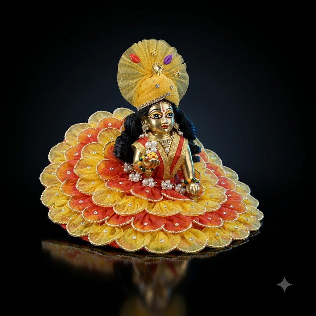 🌸 Premium Laddu Gopal Ji Shringar Set – Designer Dress, Mukut & Mala Combo | Handmade | Janmastami Special
