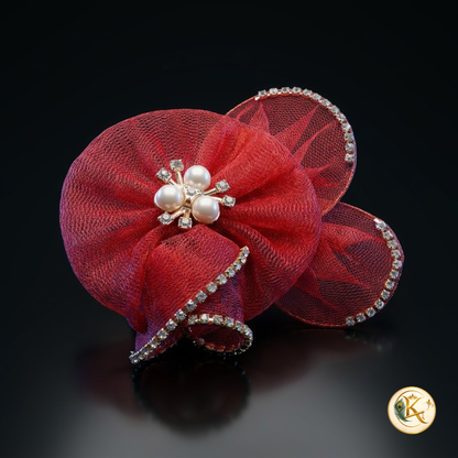 🌸 Laddu Gopal Red Flower Poshak Set with Designer Mukut, Mala & Free Bansuri