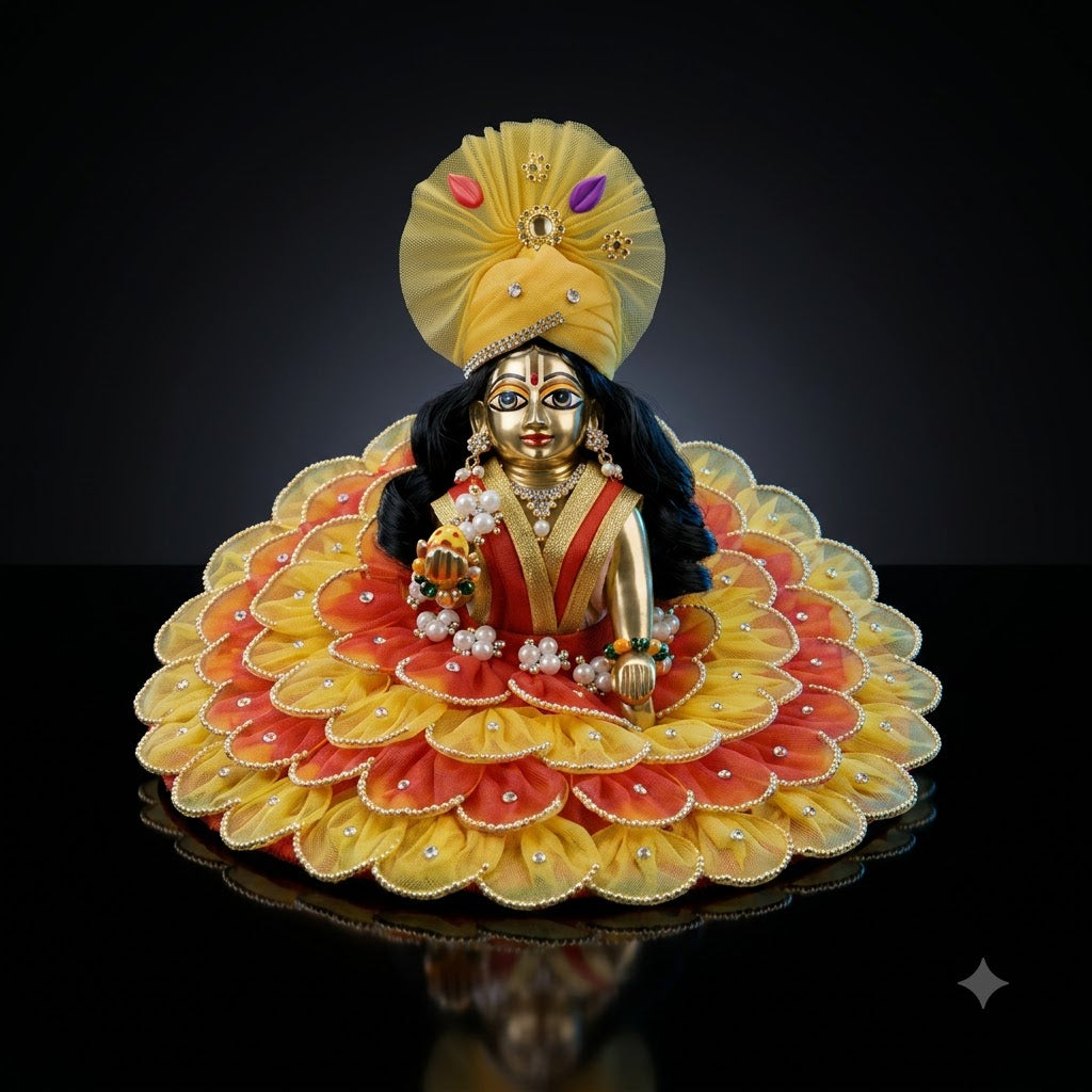 🌸 Premium Laddu Gopal Ji Shringar Set – Designer Dress, Mukut & Mala Combo | Handmade | Janmastami Special